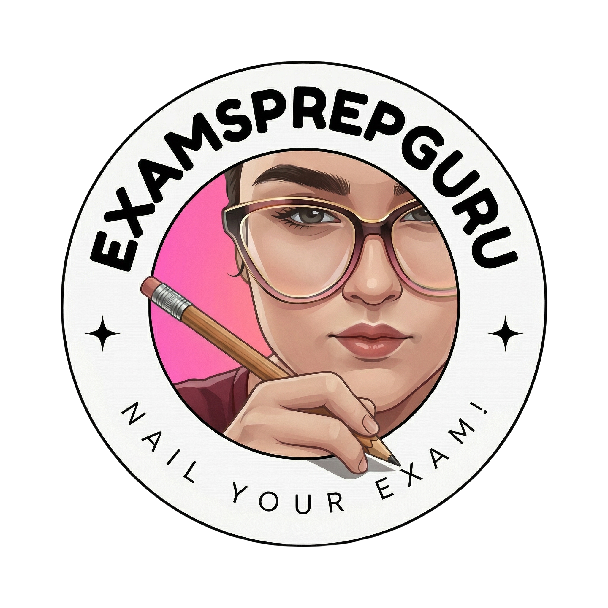 round logo with text examsprepguru